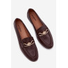 Moteriški loaferiai su dekoratyviu detalu šokolado razinės | Mokasinai moterims | jai24.lt
