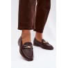 Moteriški loaferiai su dekoratyviu detalu šokolado razinės | Mokasinai moterims | jai24.lt