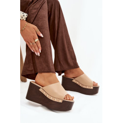 Moteriški basutės su platforma su vinimis smėlio Mareline 202219