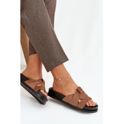 Moteriški Eko Suede Šlepetės Su Juostelėmis Rudos Marivessa 202226