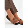 Moteriški Eko Suede Šlepetės Su Juostelėmis Rudos Marivessa | Šlepetės | jai24.lt