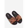 Moteriški Eko Suede Šlepetės Su Juostelėmis Rudos Marivessa | Šlepetės | jai24.lt
