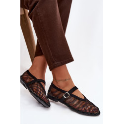 Tinklinės balerinos su Diržu Juodos Pherina 202233