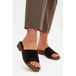 Moteriškos plokščios basutės su auksinėmis kniedėmis Juodos Girella 202238