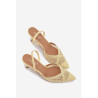 Vynioti sandalai ant smailių aukštu kulnu šviesiai smėlio Hanelis | Sandalai moterims | jai24.lt