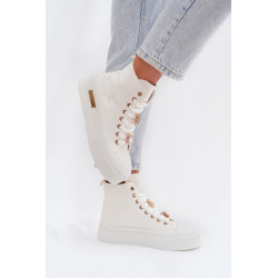 Moteriški platforminiai sportbačiai su lipdukais balti Gracella 202245