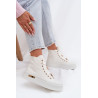 Moteriški platforminiai sportbačiai su lipdukais balti Gracella | Kedai | jai24.lt