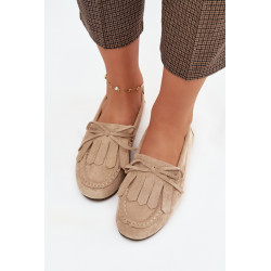 Moteriški mokasinai su raišteliais ir kutais Beige Glorina 202248