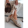 Moteriški mokasinai su raišteliais ir kutais Beige Glorina | Mokasinai moterims | jai24.lt