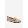 Moteriški mokasinai su raišteliais ir kutais Beige Glorina | Mokasinai moterims | jai24.lt