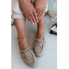 Moteriški mokasinai su raišteliais ir kutais Beige Glorina | Mokasinai moterims | jai24.lt