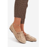 Moteriški mokasinai su raišteliais ir kutais Beige Glorina | Mokasinai moterims | jai24.lt