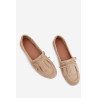 Moteriški mokasinai su raišteliais ir kutais Beige Glorina | Mokasinai moterims | jai24.lt