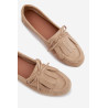 Moteriški mokasinai su raišteliais ir kutais Beige Glorina | Mokasinai moterims | jai24.lt