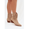 Ażurowe Moteriški Batai su Kulnu Smėlio Ferissa | Auliniai batai moterims | jai24.lt