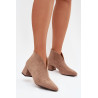 Moteriški kulkšnies batai su blokiniu kulnu su siūlėmis kreminiai Darlisse | Auliniai batai moterims | jai24.lt