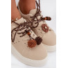 Moteriški Platformos Sneakers su Dekoratyviniais Pomponais Šokoladiniai Corinna | Kedai | jai24.lt