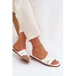 Moteriškos plokščios šlepetės su baltais juostelėmis Marissae 202254