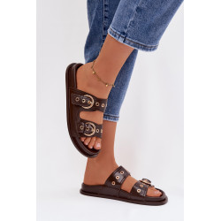 Moteriški ekologiški odiniai šokolado spalvos papuošalai su auksinėmis sagtimis Bellarya 202260