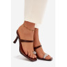 Moteriški aukštakulniai sandalai su dekoratyviu detalu Šokoladiniai Lorissa | Šlepetės | jai24.lt