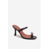 Moteriški aukštakulniai sandalai su dekoratyviu detalu Šokoladiniai Lorissa | Šlepetės | jai24.lt