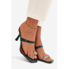 Moteriški aukštakulniai sandalai su dekoratyviu detalu Šokoladiniai Lorissa | Šlepetės | jai24.lt