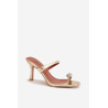 Moteriški aukštakulniai sandalai su dekoratyviu detalu Šokoladiniai Lorissa | Šlepetės | jai24.lt