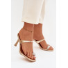 Moteriški aukštakulniai sandalai su dekoratyviu detalu Šokoladiniai Lorissa | Šlepetės | jai24.lt