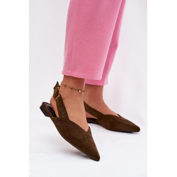 Olivinės Ekologiškos Velveto Balerinos Su Aukso Segtuku Palerra 202268