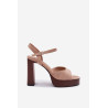 Moteriški sandalai su kulnu ir platforma iš eko zomšos Šokoladiniai Gralisse | Sandalai moterims | jai24.lt