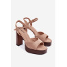 Moteriški sandalai su kulnu ir platforma iš eko zomšos Šokoladiniai Gralisse | Sandalai moterims | jai24.lt