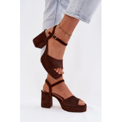 Moterų Kulniukai Sandalai Iš Eko Velveto Šokolado Iserelle 202284