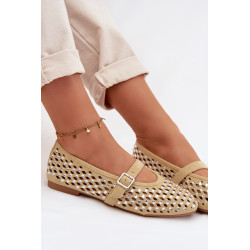 Moteriškos Nėriniuotos Balerinos Su Kristalais Ir Dirželiais Geltonos Wilvessa 202290