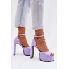 Lakuotos moteriškos sandalės su kulnu ir platforma violetinės Horvia | Sandalai moterims | jai24.lt