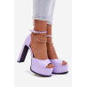 Lakuotos moteriškos sandalės su kulnu ir platforma violetinės Horvia | Sandalai moterims | jai24.lt