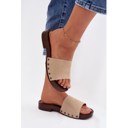 Moteriški plokšti Bežiniai šlepetės su sagtimis Amelvessa 202310