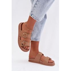 Ekologiška Odinė Moteriška Klapki su Juostelėmis Tamsiai Rudos Spalvos Rosinessa 202318