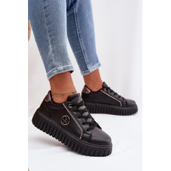 Moteriški platforminiai sportbačiai su dekoratyviniu detaliu juodi Iselora 202323