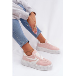 Moteriški platforminiai sportbačiai iš ekologiško zomšiaus Rožiniai Cadrina 202327