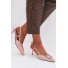 Moteriški aukšto kulno sandalai su dekoracija šviesiai smėlio spalvos Ismeria | Sandalai moterims | jai24.lt