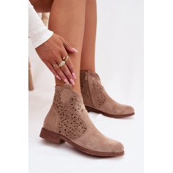 Moteriški perforuoti auliniai batai su plokščiu kulnu S.Barski HY61-8026 Smėlio spalvos 202348