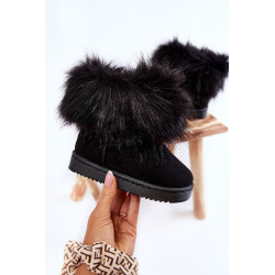 Vaikiški sniego batai su ekologišku kailiu Juoda Ariana