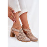 Moteriški Odiniai Perforuoti Batai Maciejka 04962-43 Bežiniai-Auksiniai | 