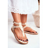 Lu Boo Moteriški sandalai Smėlio spalvos Flip Flops Gladiators Achilla | Basutės moterims | jai24.lt