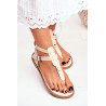 Lu Boo Moteriški sandalai Smėlio spalvos Flip Flops Gladiators Achilla | Basutės moterims | jai24.lt